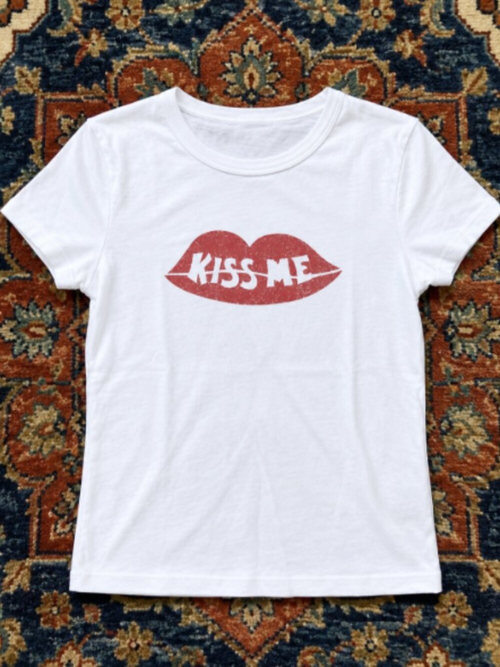 White Kiss Me Baby Tee
